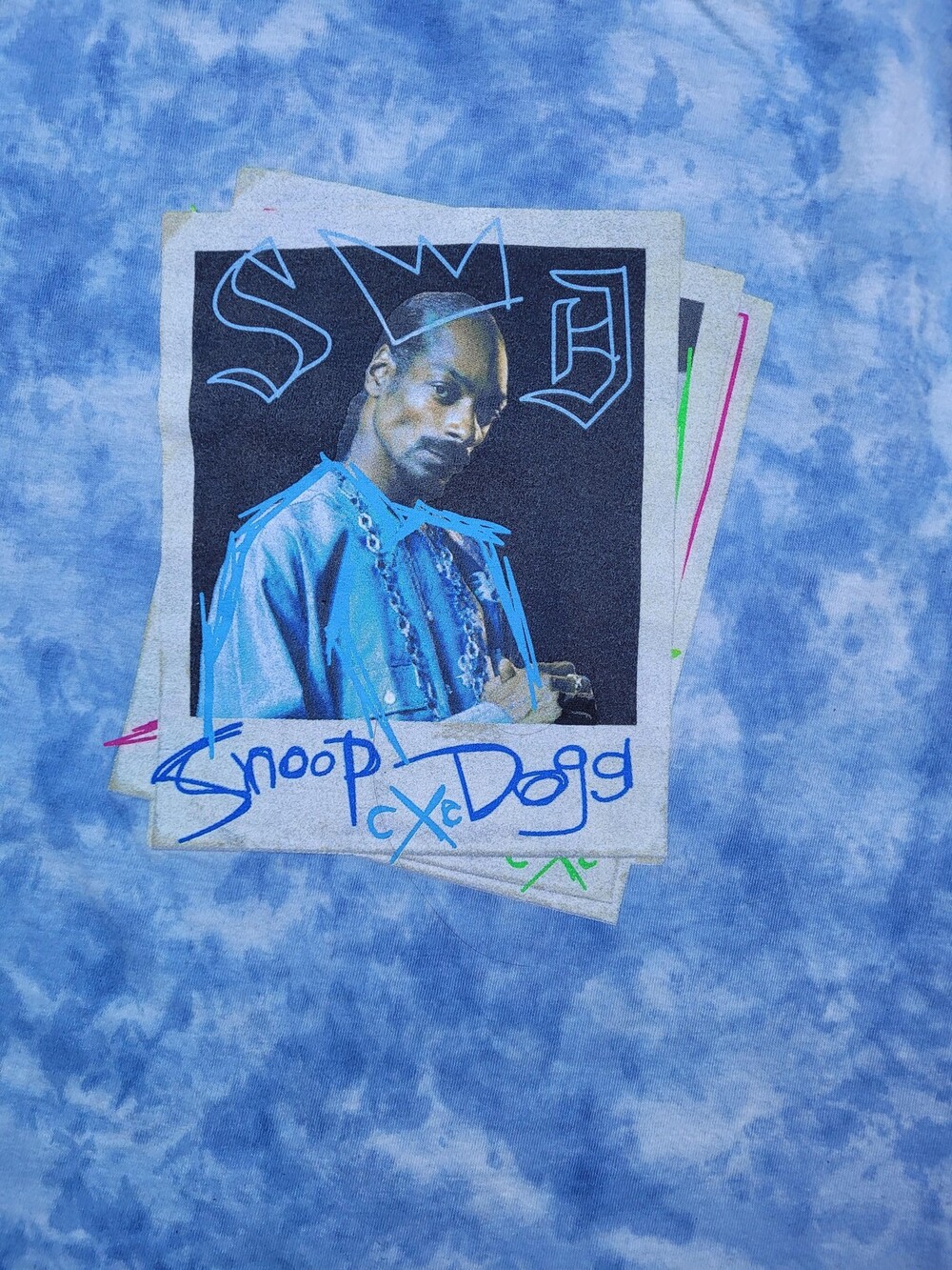 Snoop Dogg Shirt Mens Small Blue Tie Dye Graphic 90s Legends Rap Hip Hop Tee Y2K